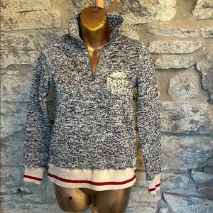 Roots Black and White Knit Half-Zip Sweater